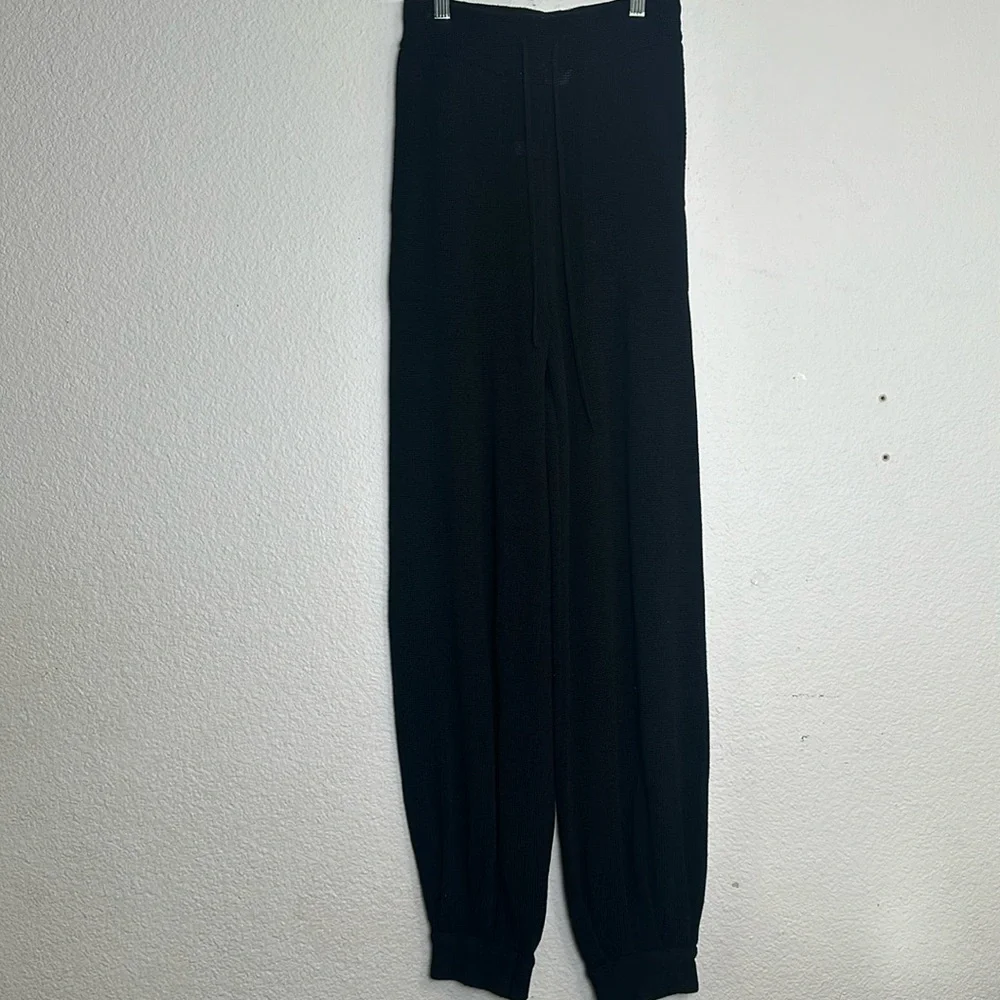 Free People Beach Women’s Size XSmall Black Waffle Knit Pants Joggers